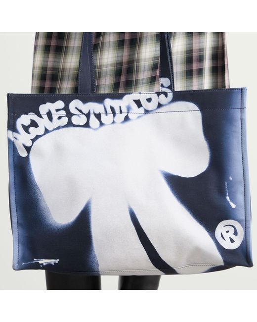 Acne Blue Logo Shopper Bag