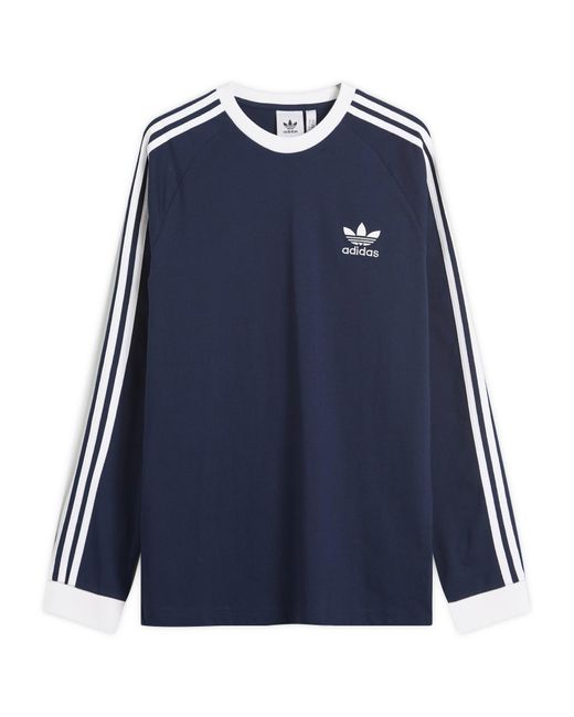 Adidas Blue 3-Stripes Long Sleeve T-Shirt