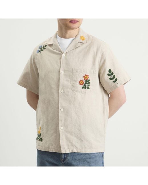 Portuguese Flannel Natural Spring Embroidery Vacation Shirt for men