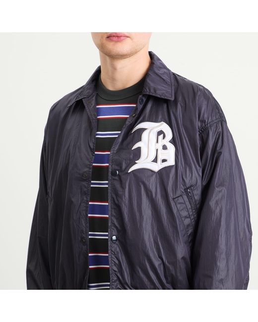 Beams Plus Blue B Satin Varsity Jacket for men