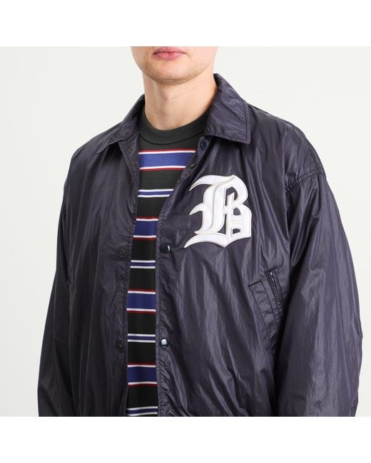 Beams Plus Blue B Satin Varsity Jacket for men