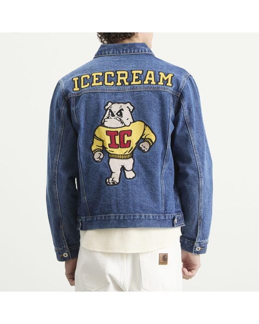 ICECREAM Blue Mascot Denim Trucker Jacket for men