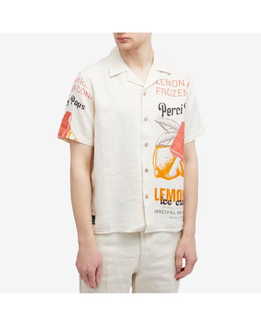Percival White Lemon Kreme Cuban Shirt for men