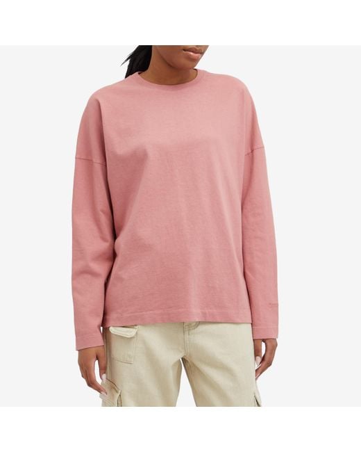 ADANOLA Pink Washed Long Sleeve Boxy T-Shirt