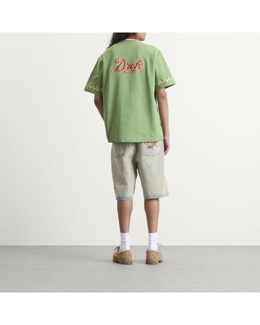 Drole de Monsieur Green Embroidered Sport Shirt for men