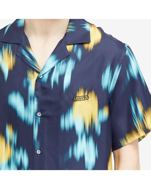 Lanvin Blue Short Sleeve Blur Vacation Shirt for men