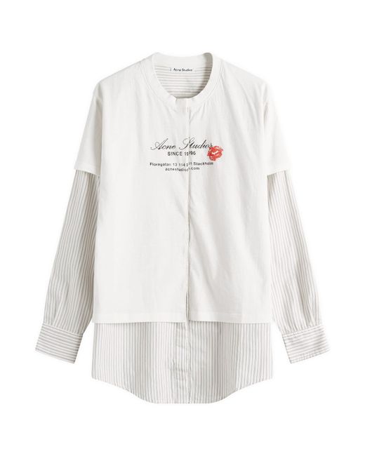 Acne White Eliah Double Layer Business Card Logo T-Shirt