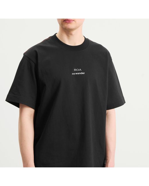 And Wander Black X Roa Logo Printed T-Shirt for men