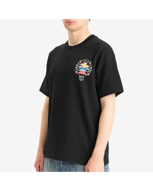 Casablanca Black Casa Way Mountain Printed T-Shirt for men