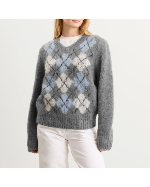 DUNST Gray Baby Alpaca Argyle Jumper