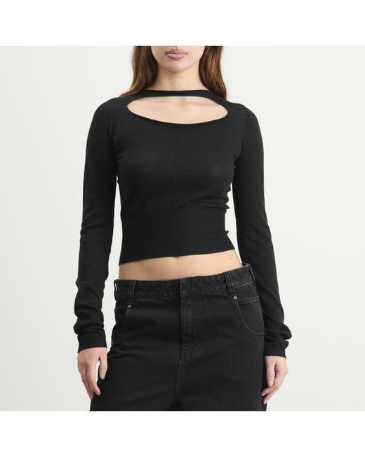 Rick Owens Black Cropped Pullover Top