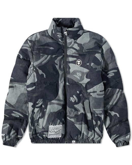 Aape By A Bathing Ape Gray Aape Panel Down Jacket for men