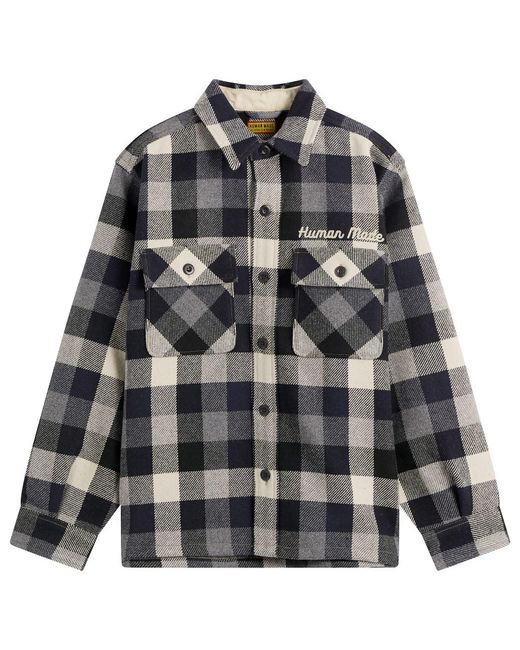 Human Made Black Wool Check Shirt Jacket for men