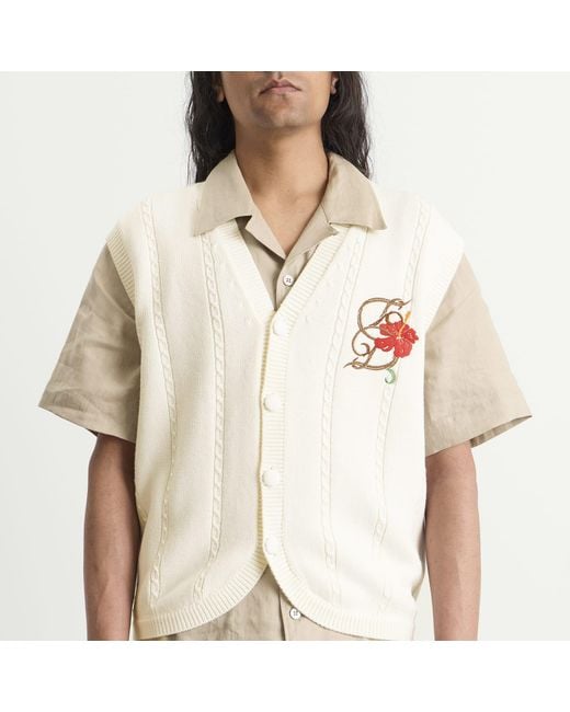 Drole de Monsieur White Havana Embroidered Cardigan for men