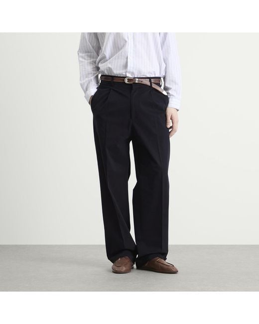 le PERE Blue Pleated Trousers for men