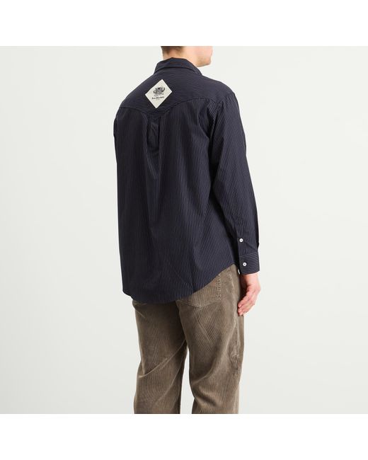 Late Checkout Blue Pinstripe Western Shirt for men