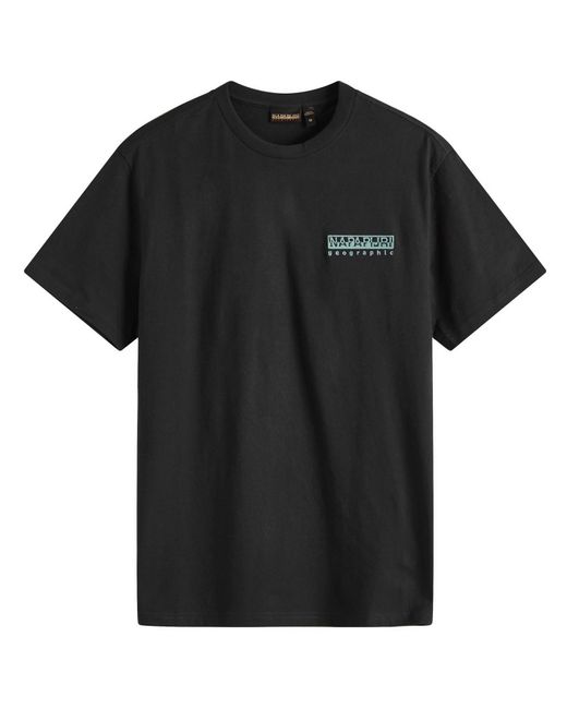 Napapijri Black Geographic Back Print T-Shirt for men
