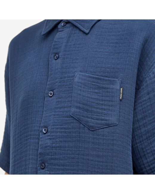 Daily Paper Blue Enzi Seersucker Short Sleeve Shirt for men