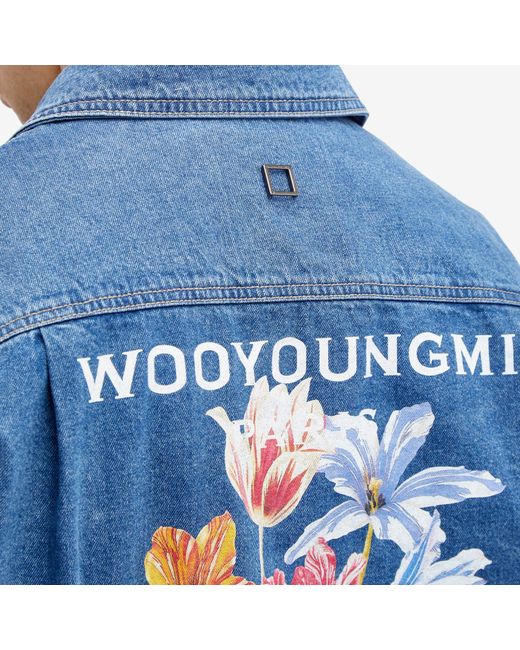 Wooyoungmi Blue Jellyfish Print Denim Shirt for men