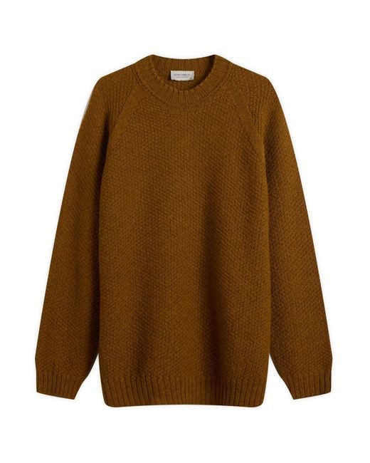 John Smedley Brown Couper Moss Stitch British Wool Jumper for men