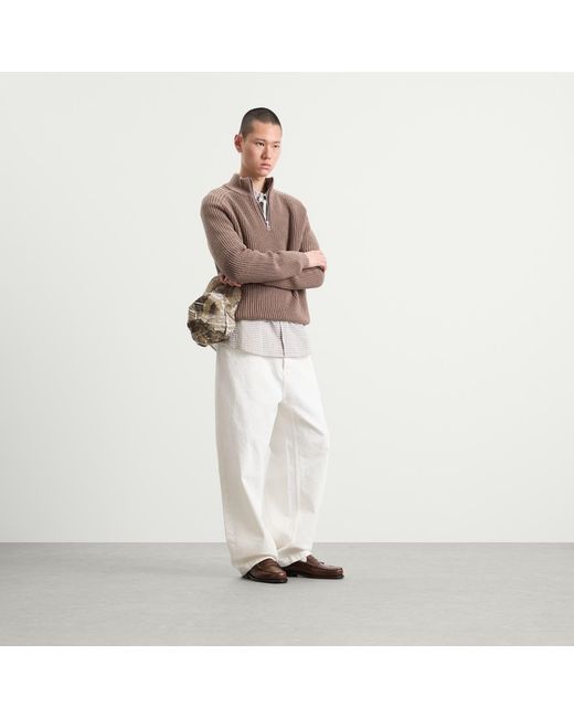 Ronning Brown Quarter Zip Fisherman Sweater for men