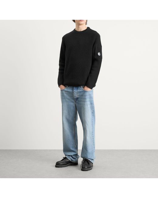 C P Company Black Full Rib Crew Neck Jumper for men