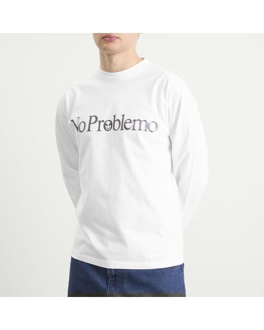 No Problemo White Smile Away Long Sleeve T-Shirt for men