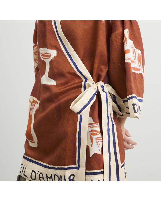 ALÉMAIS Brown Soleil D'Amour Wrap Mini Dress