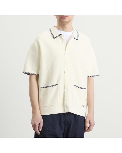 Service Works Natural Blanket Stitch Knit Polo for men