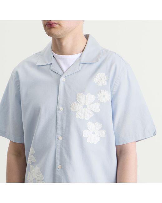 Wax London Blue Didcot Applique Flowers Vacation Shirt for men