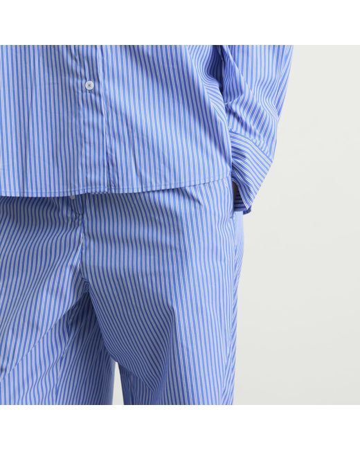 GOOD AMERICAN Blue Poplin Lace Trimmed Pull On Pants