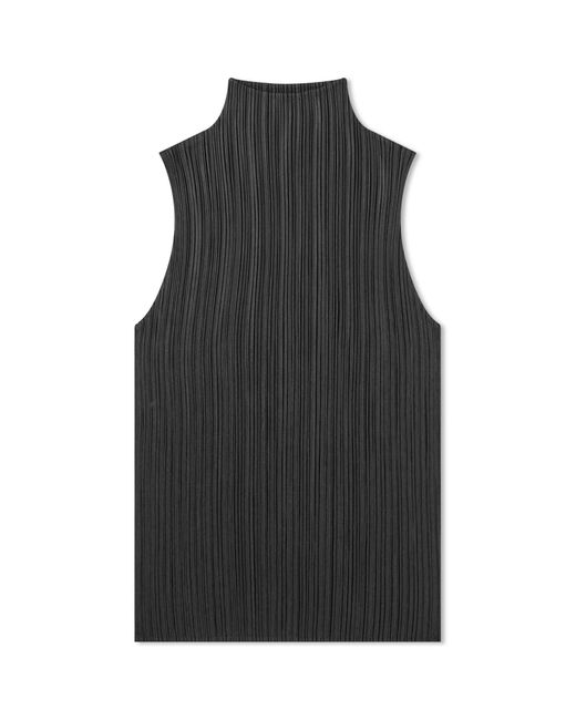 Pleats Please Issey Miyake Black Basics Pleats Roll Neck Vest