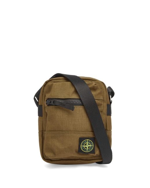 Stone Island Green Resin Treated Cordura Cross Body Bag for men