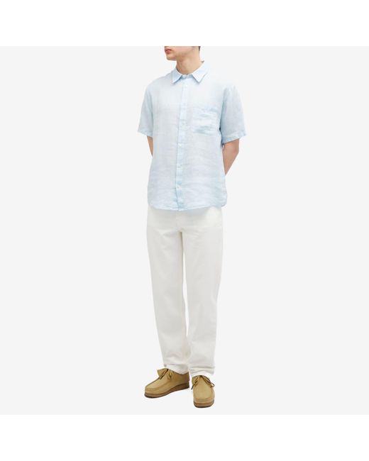 A.P.C. Blue Bellini Short Sleeve Linen Shirt for men