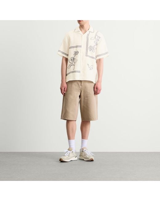 Wax London Natural Didcot Grid Flowers Vacation Shirt for men