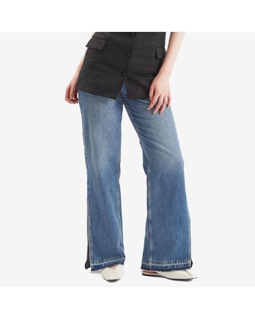 Stel Blue Split Hem Relaxed Denim Jeans
