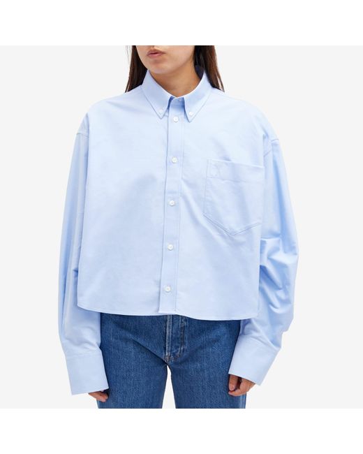AMI Blue Tonal Adc Cropped Oversized Shirt