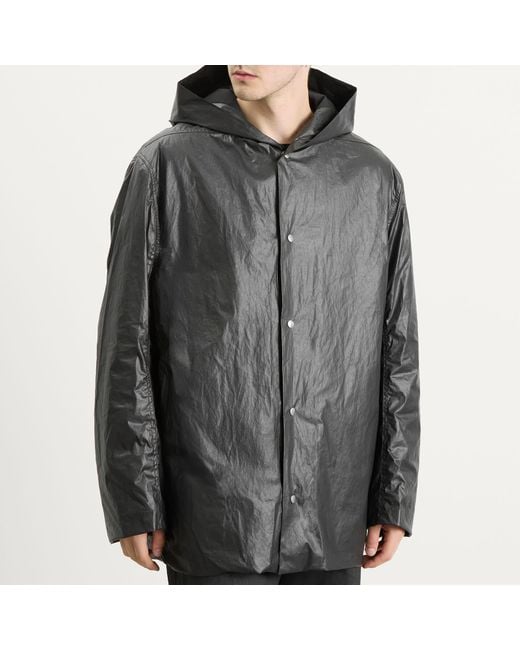 Rick Owens Gray Coated Poplin Cropped Mac for men