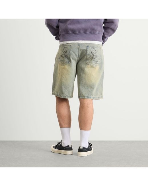 Butter Goods Green Scorpion Stitch Denim Shorts for men