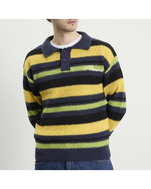 Pleasures Yellow Cooper Polo Sweater for men