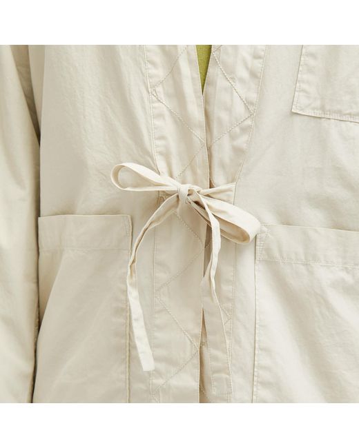 Universal Works White Organic Poplin Tie Front Jacket for men