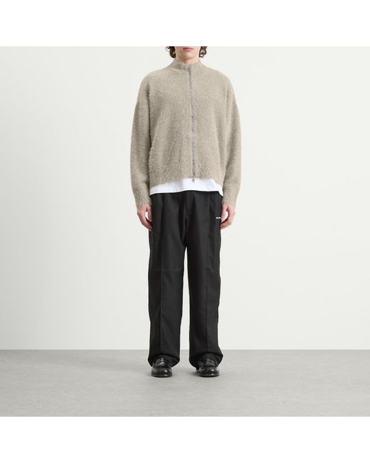 MKI Miyuki-Zoku Gray Faux Alpaca Knit Track Jacket for men