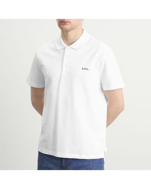 A.P.C. White Carter Logo Polo Shirt for men