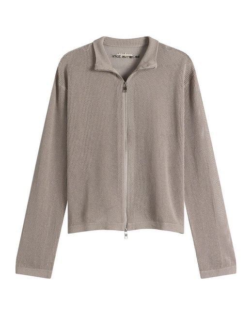 MKI Miyuki-Zoku Gray Linen Loose Knit Track Jacket for men