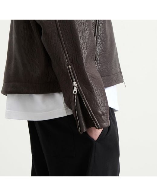 Cole Buxton Brown Shrunken Leather Jacket for men