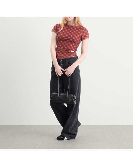 House Of Sunny Pink Retro Check Mesh Top