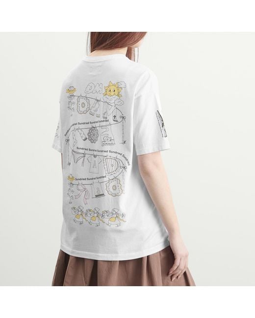 Damson Madder White Sundried Washing Line Boyfriend T-Shirt