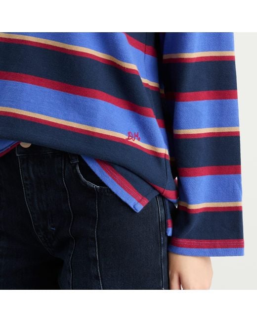 Damson Madder Blue Ali Long Sleeve Stripe T-Shirt