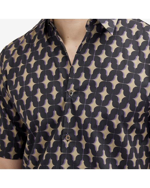 Dries Van Noten Black Clasen Short Sleeve Poplin Shirt for men
