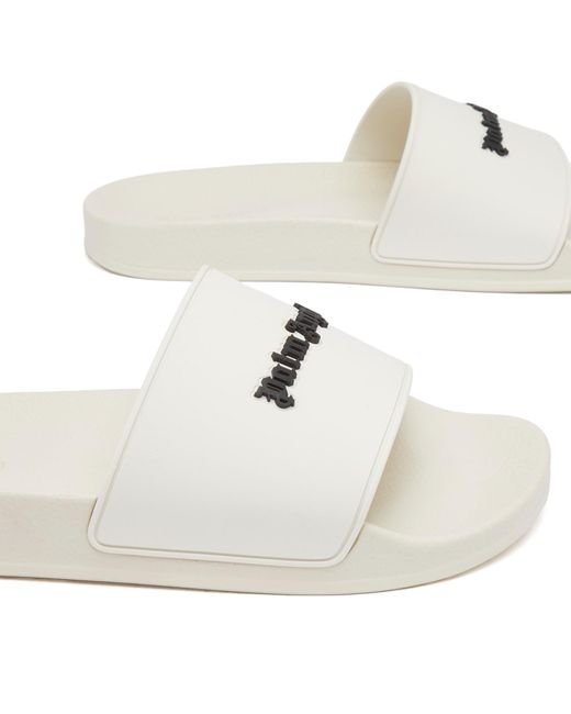Palm Angels White Classic Logo Pool Slide